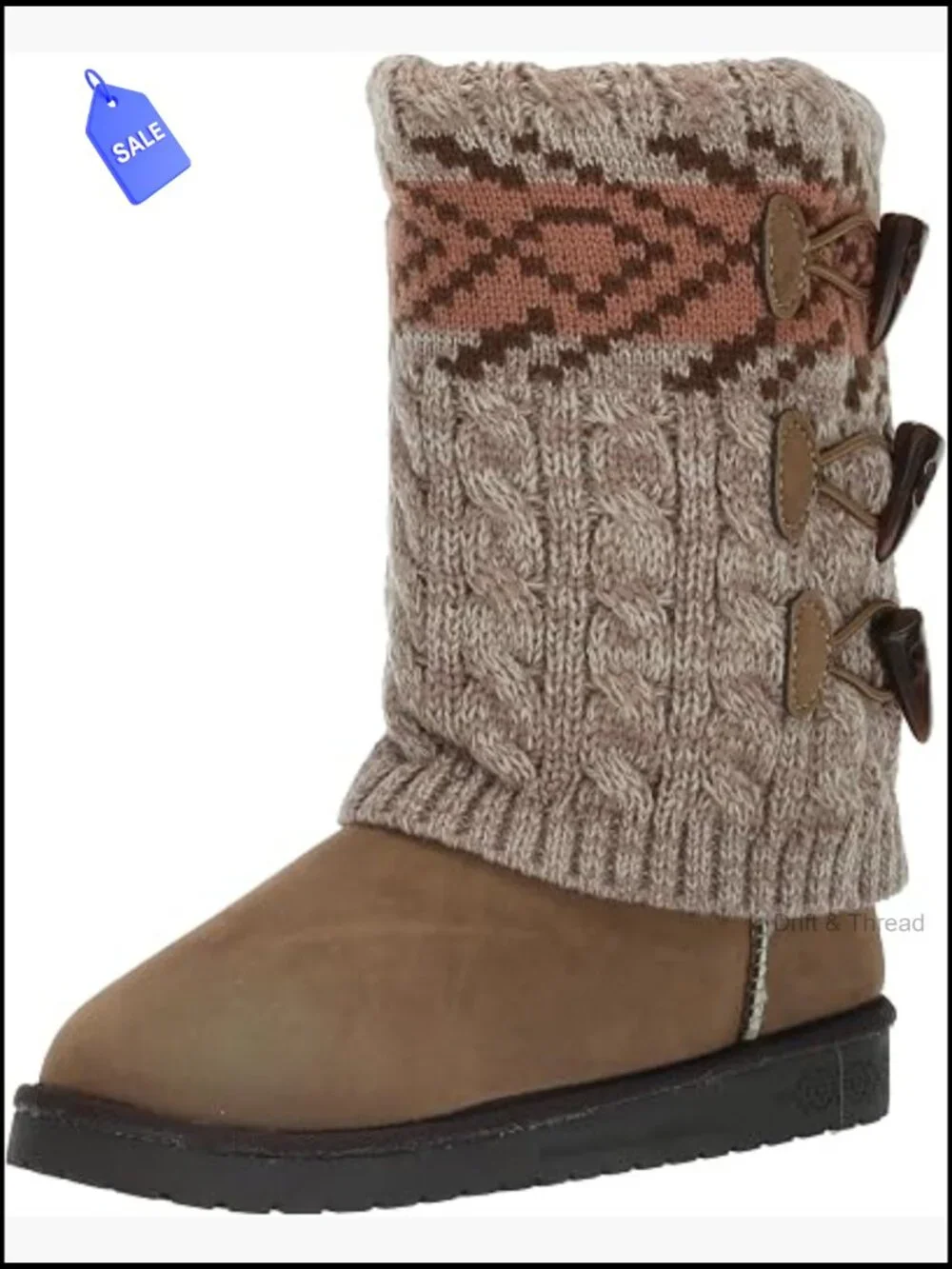 Cozy Mid-Calf Knit Pull-On Winter Boots with Faux Fur Lining